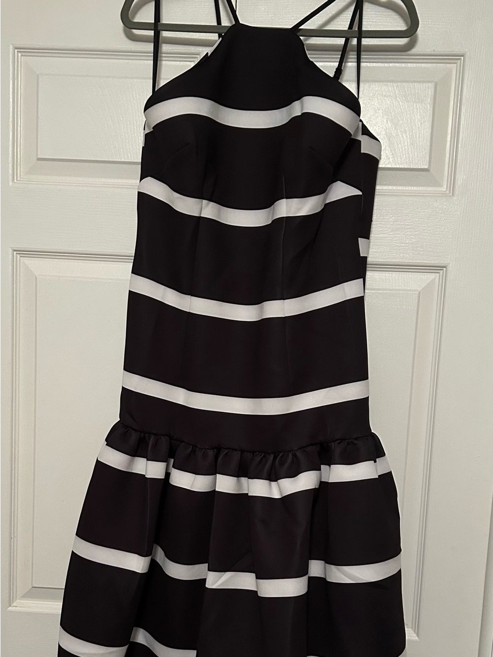 ASOS Black and White Striped Halter Fit-and-Flare Dress
